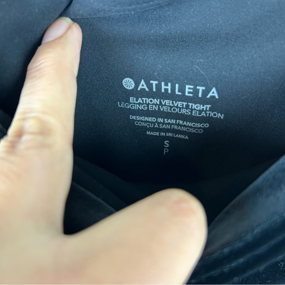 Athleta Elation Velvet Tight Black High-Rise leggings size: S - Picture 6 of 12